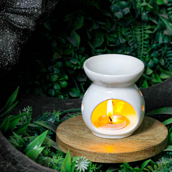 White Oval Ceramic Oil Diffuser Fragrance Humidifier